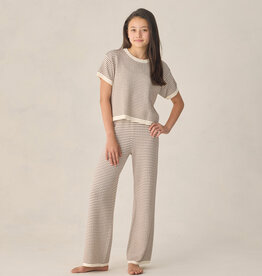 Rylee + Cru Inc. TEEN KNIT WIDE LEG PANT CHOCOLATE STRIPE