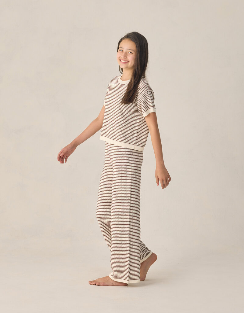 Rylee + Cru LLC TEEN KNIT WIDE LEG PANT CHOCOLATE STRIPE