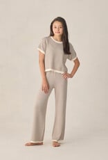 Rylee + Cru Inc. TEEN BOXY CROP KNIT TEE CHOCOLATE STRIPE