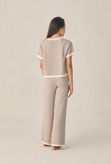 Rylee + Cru Inc. TEEN BOXY CROP KNIT TEE CHOCOLATE STRIPE