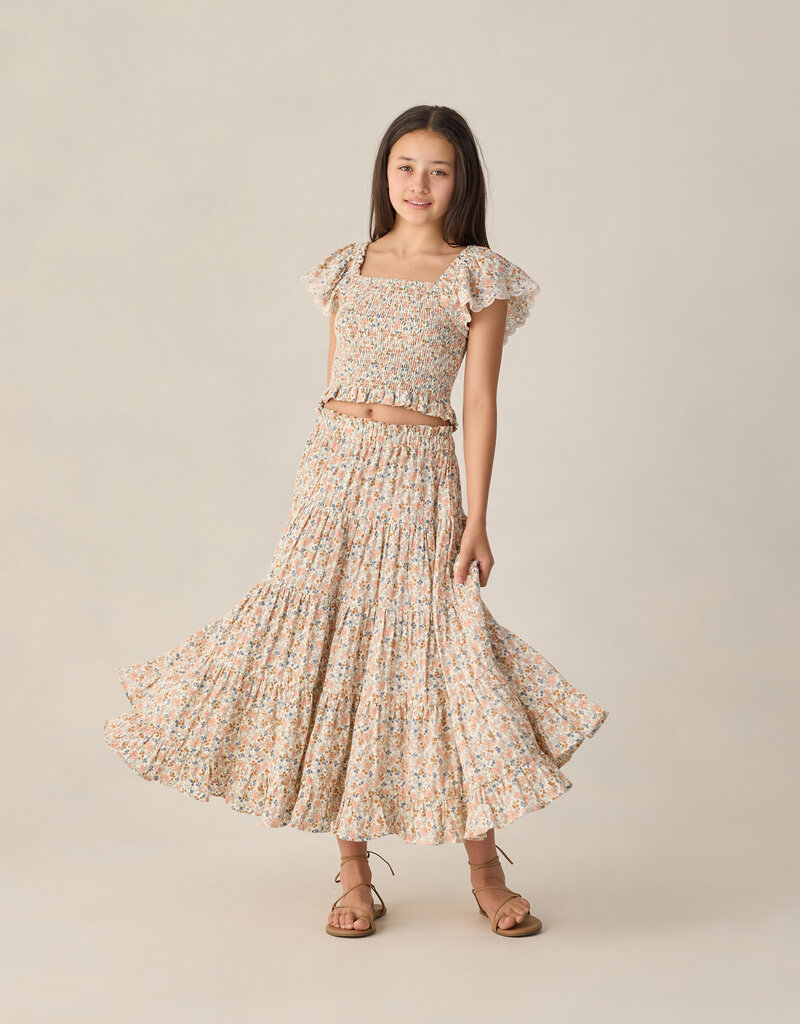 Rylee + Cru Inc. TEEN RUFFLE TIERED MAXI SKIRT FLOWER FIELDS