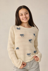 Rylee + Cru Inc. TEEN CROCHET KNIT PULLOVER BOWS NATURAL