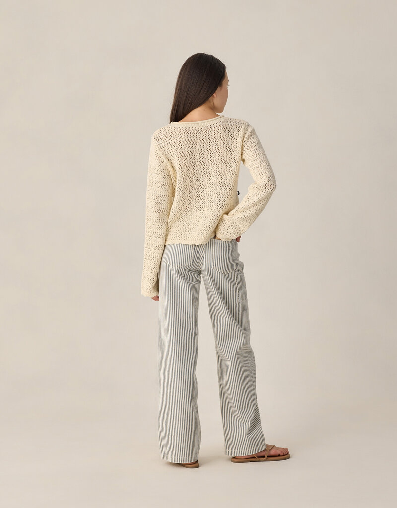 Rylee + Cru Inc. TEEN CROCHET KNIT PULLOVER BOWS NATURAL