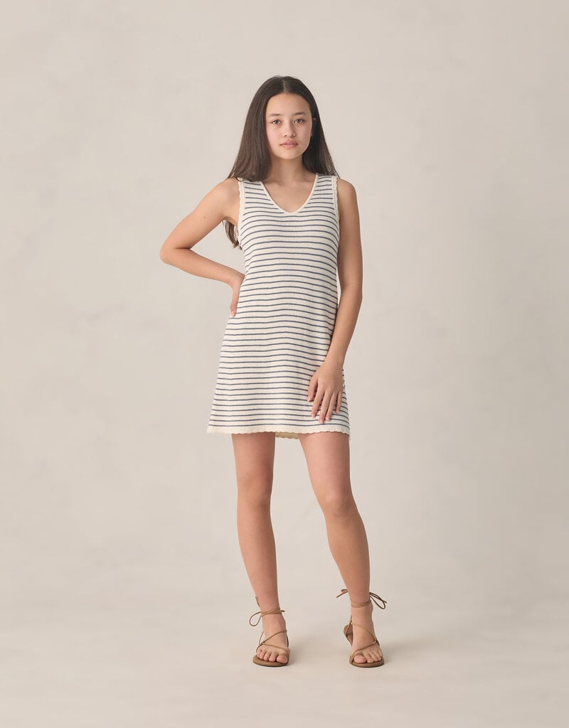 Rylee + Cru Inc. TEEN CROCHET TANK MINI DRESS MARINE STRIPE