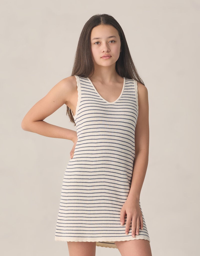 Rylee + Cru Inc. TEEN CROCHET TANK MINI DRESS MARINE STRIPE