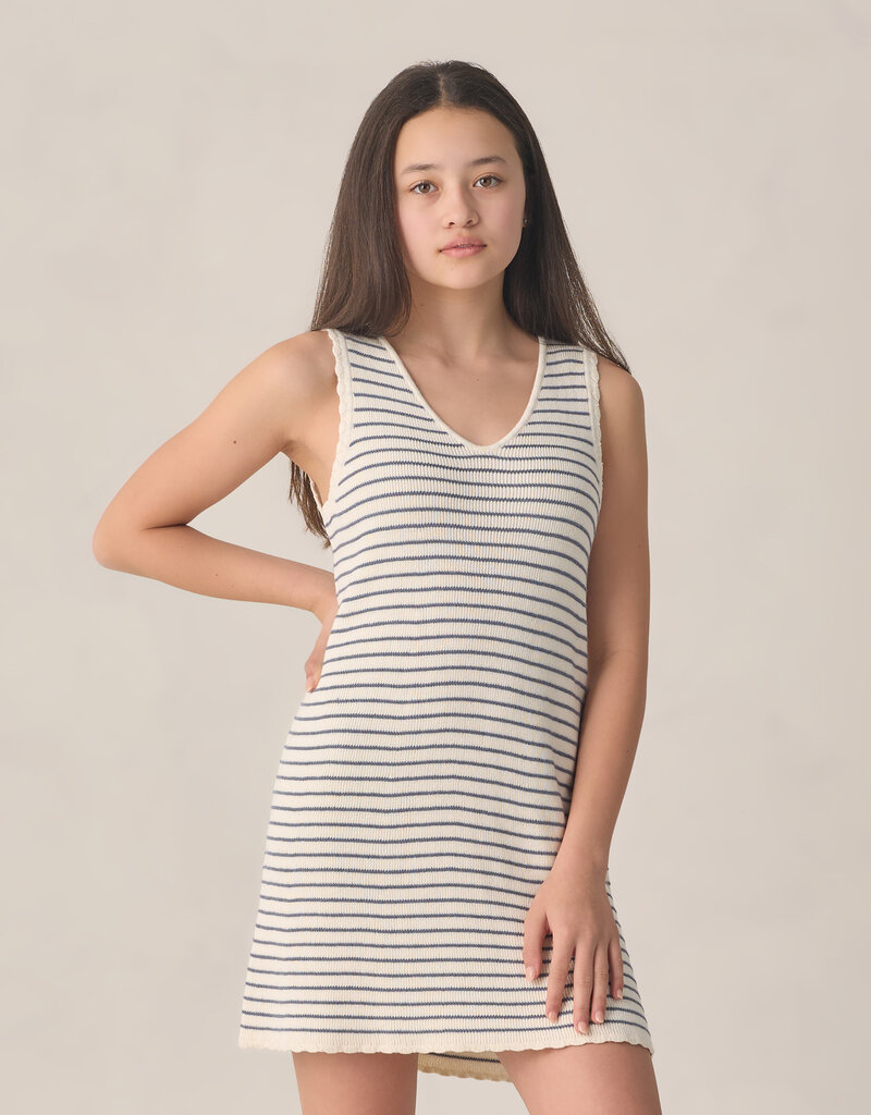 Rylee + Cru LLC TEEN CROCHET TANK MINI DRESS MARINE STRIPE