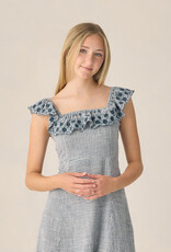 Rylee + Cru LLC TEEN BIANCA MINI DRESS MARINE GINGHAM
