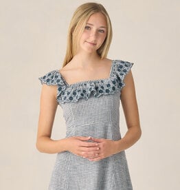 Rylee + Cru LLC SALE TEEN BIANCA MINI DRESS MARINE GINGHAM