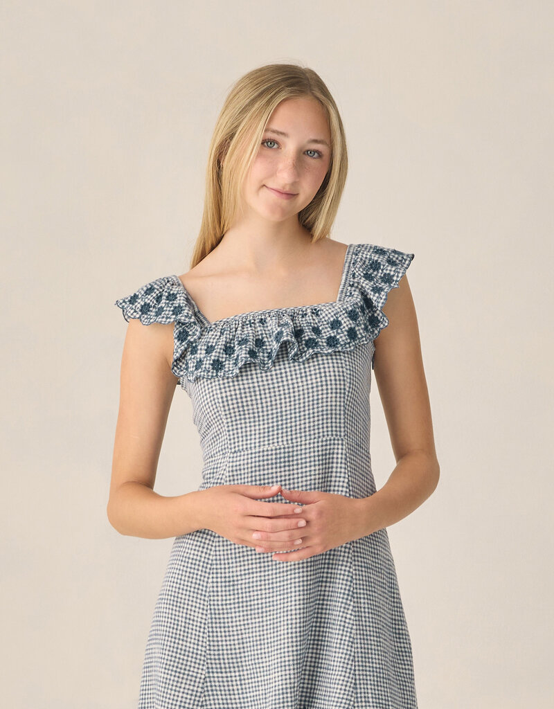Rylee + Cru LLC TEEN BIANCA MINI DRESS MARINE GINGHAM