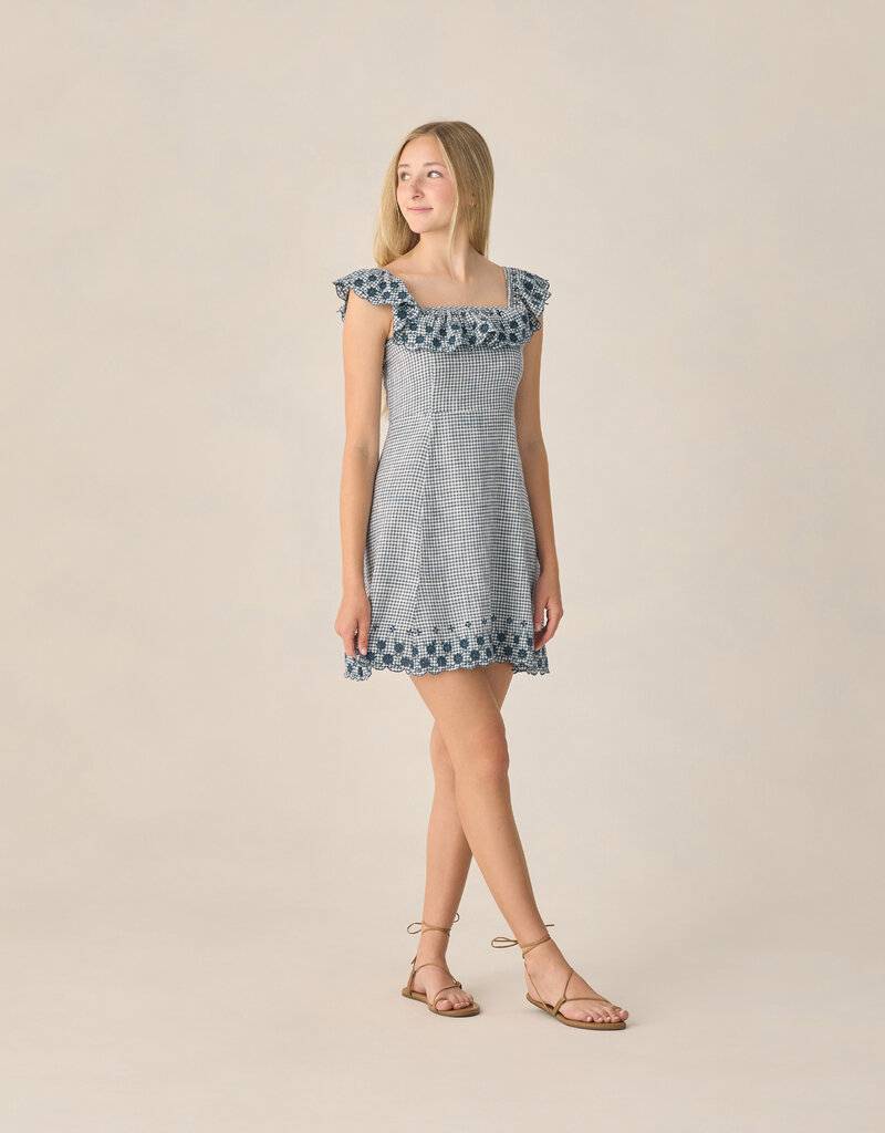 Rylee + Cru LLC TEEN BIANCA MINI DRESS MARINE GINGHAM