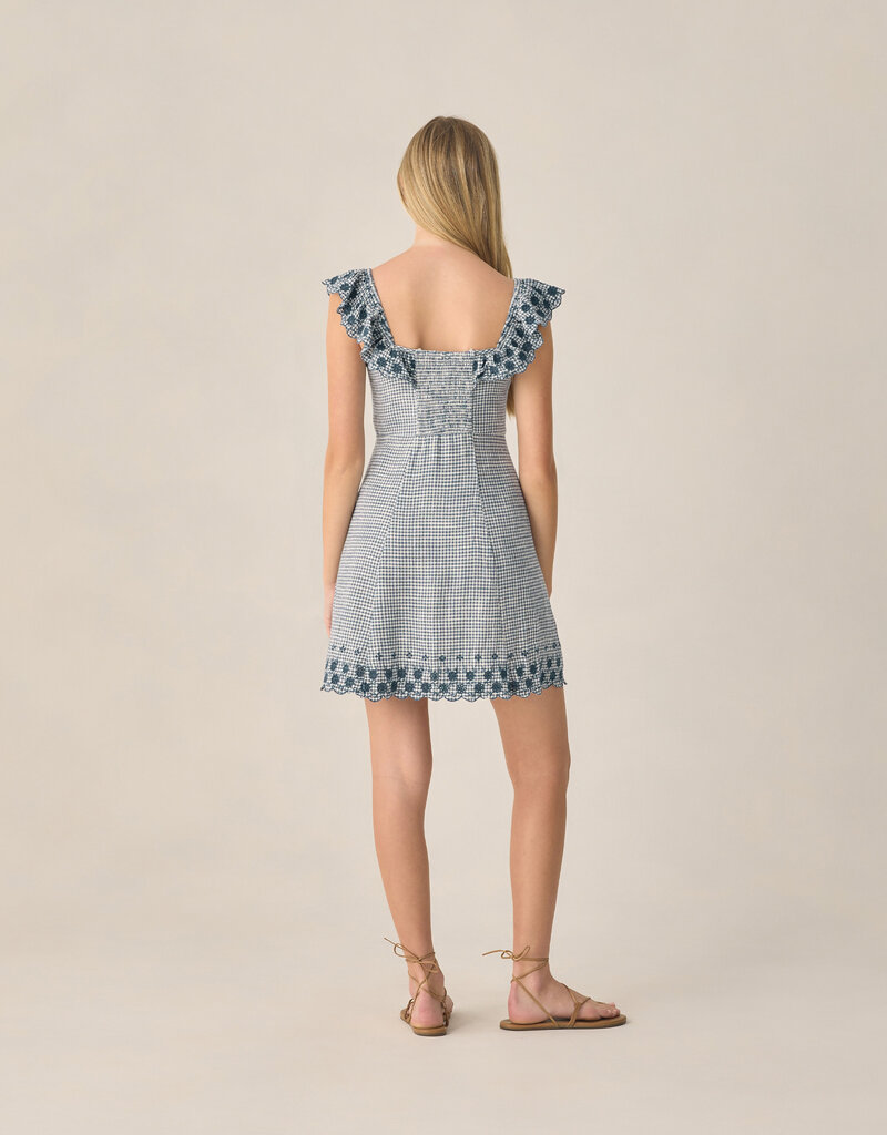 Rylee + Cru LLC TEEN BIANCA MINI DRESS MARINE GINGHAM