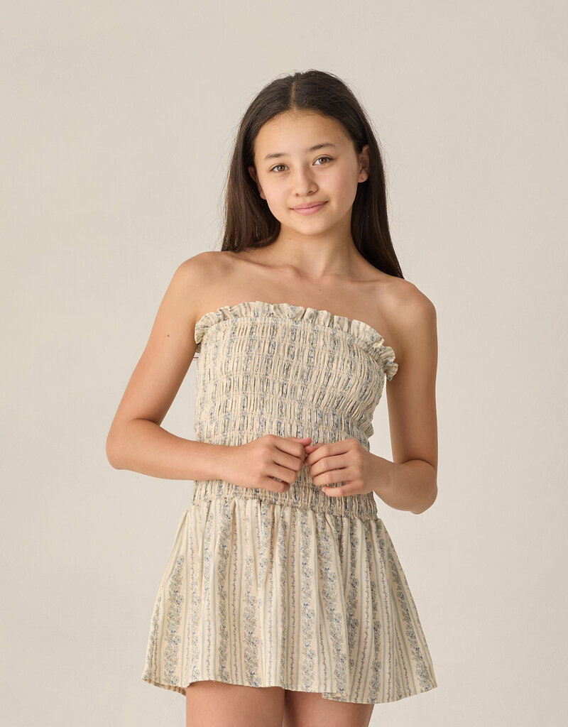 Rylee + Cru LLC TEEN DARIA MINI DRESS BLUE FLORAL NATURAL
