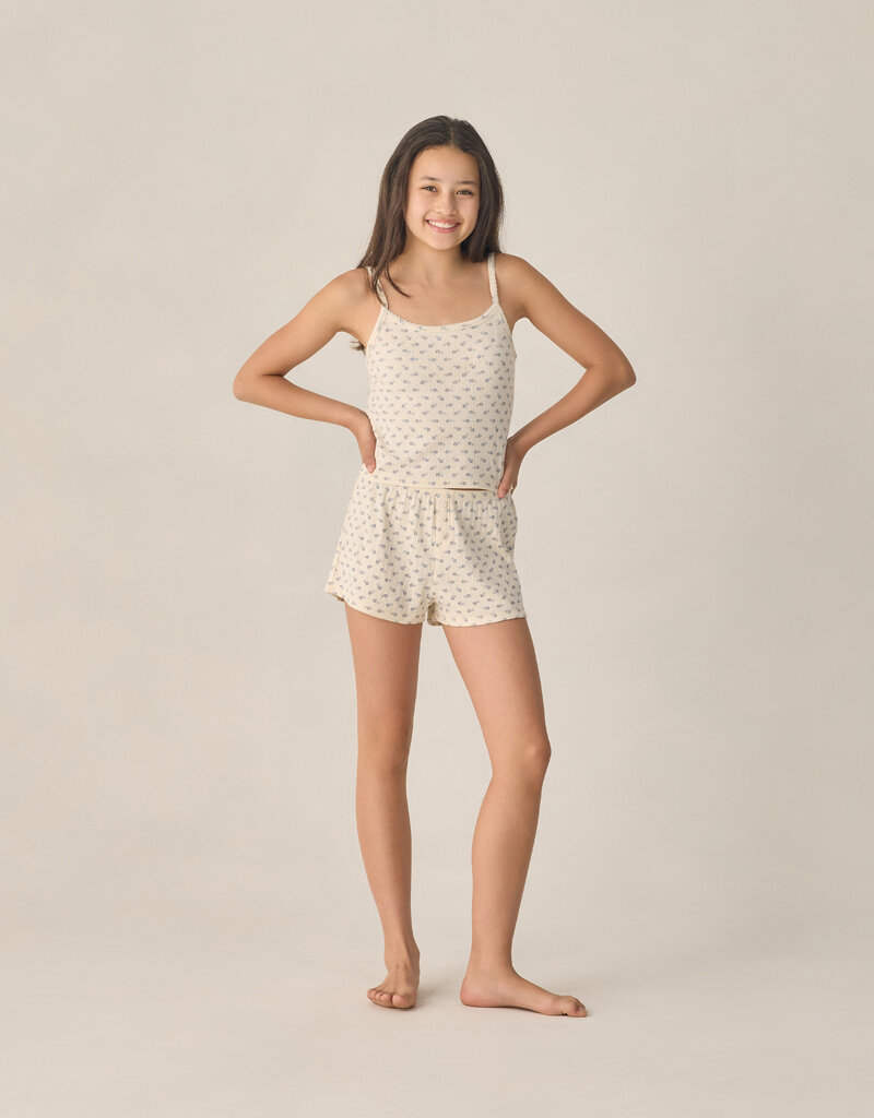 Rylee + Cru LLC TEEN POINTELLE LOUNGE SET BLUE DITSY
