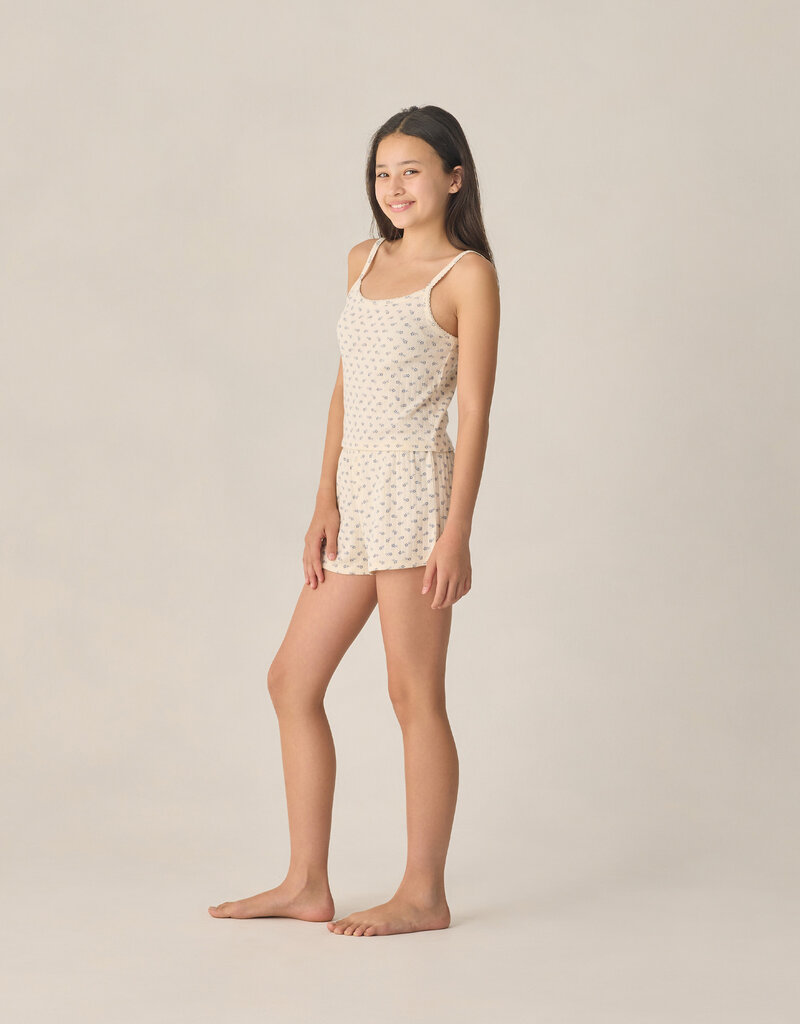 Rylee + Cru LLC TEEN POINTELLE LOUNGE SET BLUE DITSY