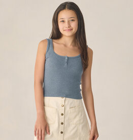Rylee + Cru Inc. TEEN RIBBED TANK HEATHERED MARINE