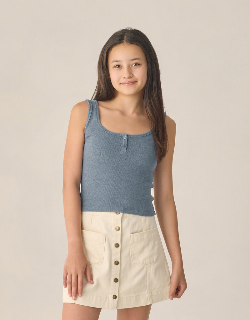 Rylee + Cru Inc. TEEN RIBBED TANK HEATHERED MARINE