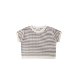 Rylee + Cru Inc. BOXY CROP KNIT TEE CHOCOLATE STRIPE