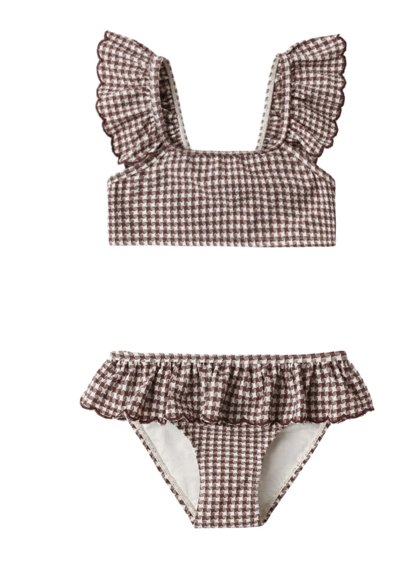 Rylee + Cru LLC SANTORINI BIKINI CHOCOLATE HOUNDSTOOTH