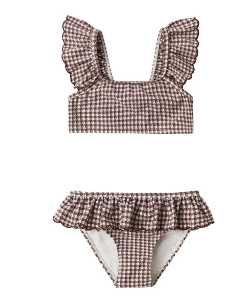 Rylee + Cru LLC SANTORINI BIKINI CHOCOLATE HOUNDSTOOTH