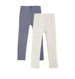 Rylee + Cru Inc. RIBBED LEGGING NATURAL BLUE DITSY