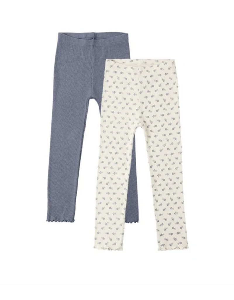 Rylee + Cru Inc. RIBBED LEGGING NATURAL BLUE DITSY