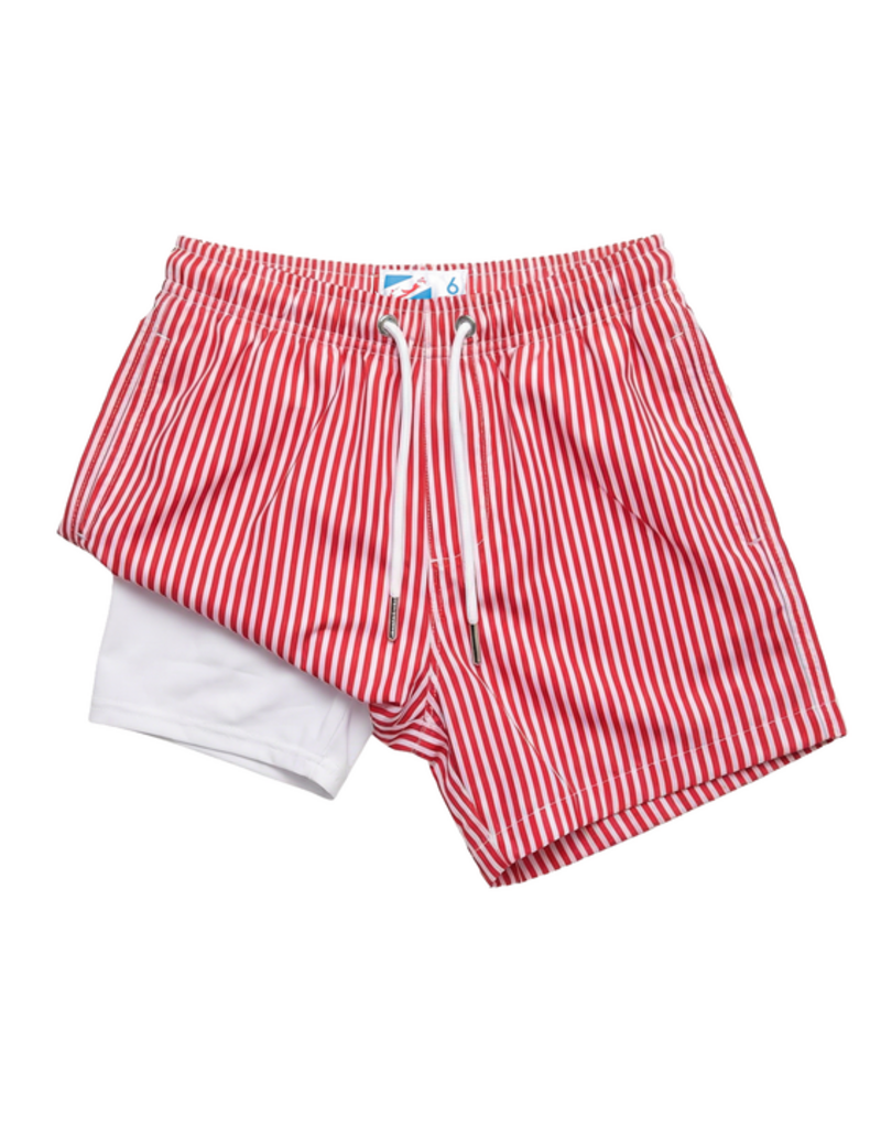 Bermies Red Stripes Swim Trunks