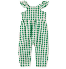 Tea Collection FLUTTER BUTTON BACK ROMPER GARDEN PARTY CHECK