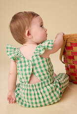 Tea Collection FLUTTER BUTTON BACK ROMPER GARDEN PARTY CHECK