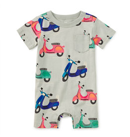 Tea Collection POCKET SHORTIE BABY ROMPER ZOOM ZOOM ESPA