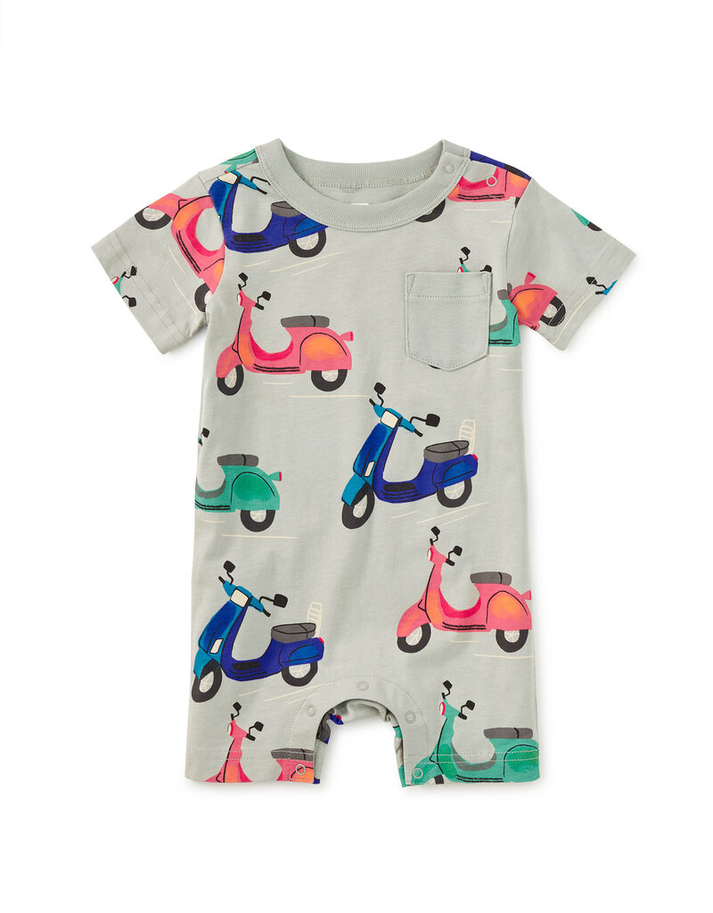 Tea Collection POCKET SHORTIE BABY ROMPER ZOOM ZOOM ESPA