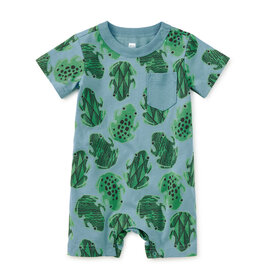 Tea Collection POCKET SHORTIE BABY ROMPER HOP ALONG FROGS