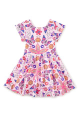 Tea Collection BUTTON BACK SKIRTED DRESS BUTTERFLY TILE