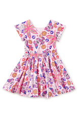 Tea Collection BUTTON BACK SKIRTED DRESS BUTTERFLY TILE