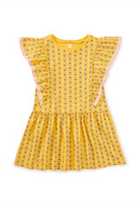 Tea Collection CROCHET TRIM RUFFLE DRESS VINTAGE FLORAL TILE