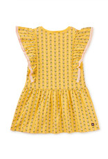 Tea Collection CROCHET TRIM RUFFLE DRESS VINTAGE FLORAL TILE