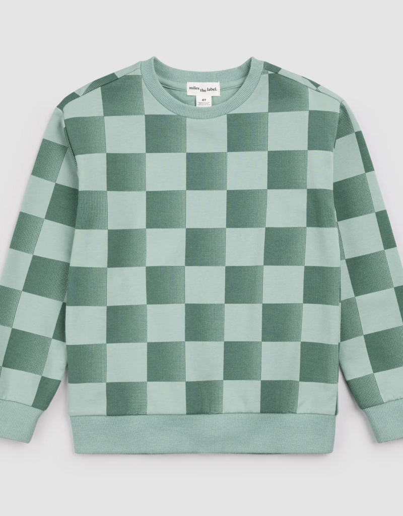 miles the label SWEATSHIRT KNIT-TURQUOISE CHECK