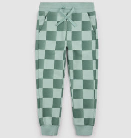 miles the label PANT KNIT-TURQUOISE CHECK