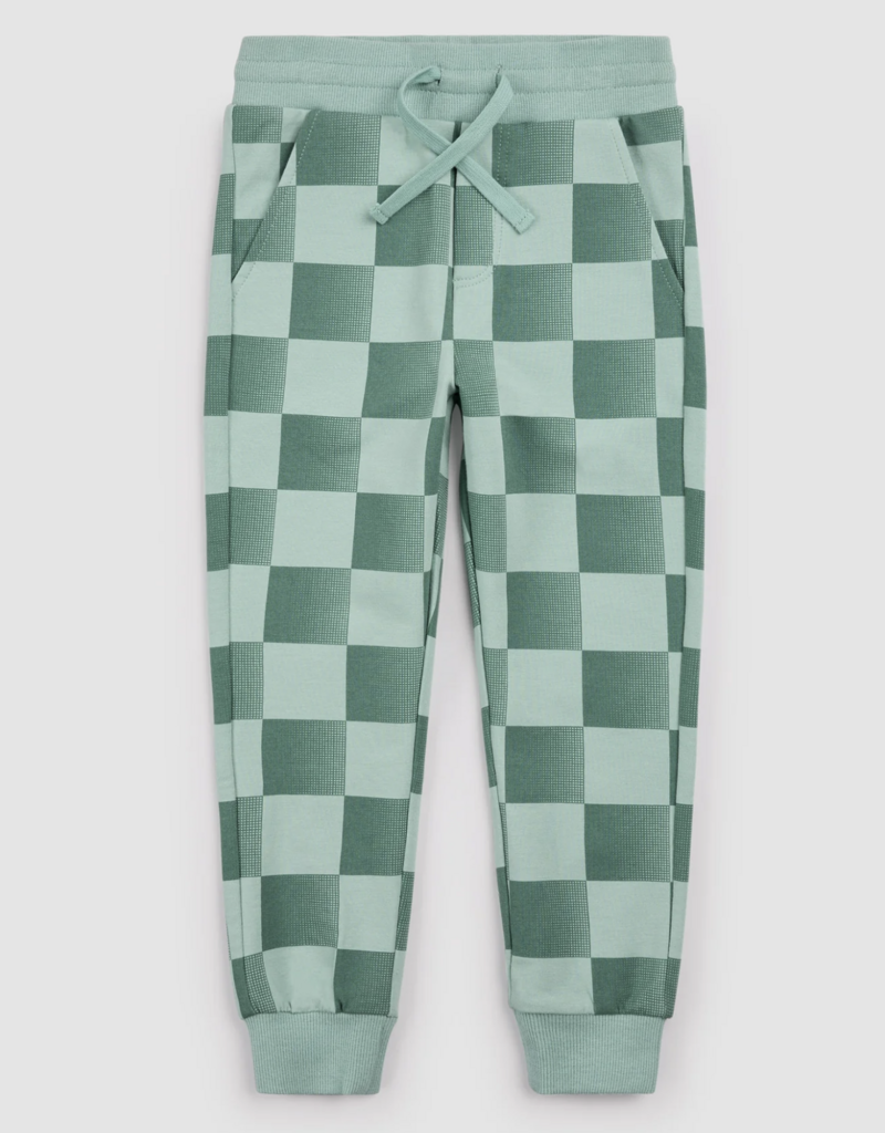 miles the label PANT KNIT-TURQUOISE CHECK