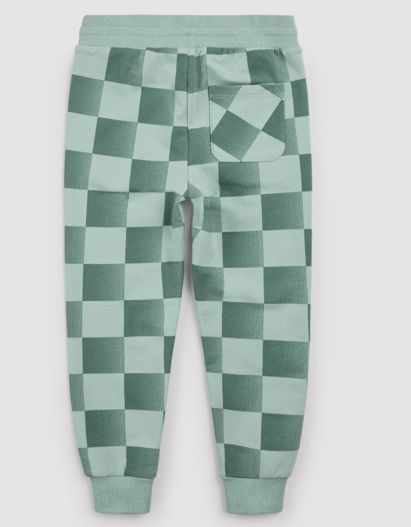 miles the label PANT KNIT-TURQUOISE CHECK
