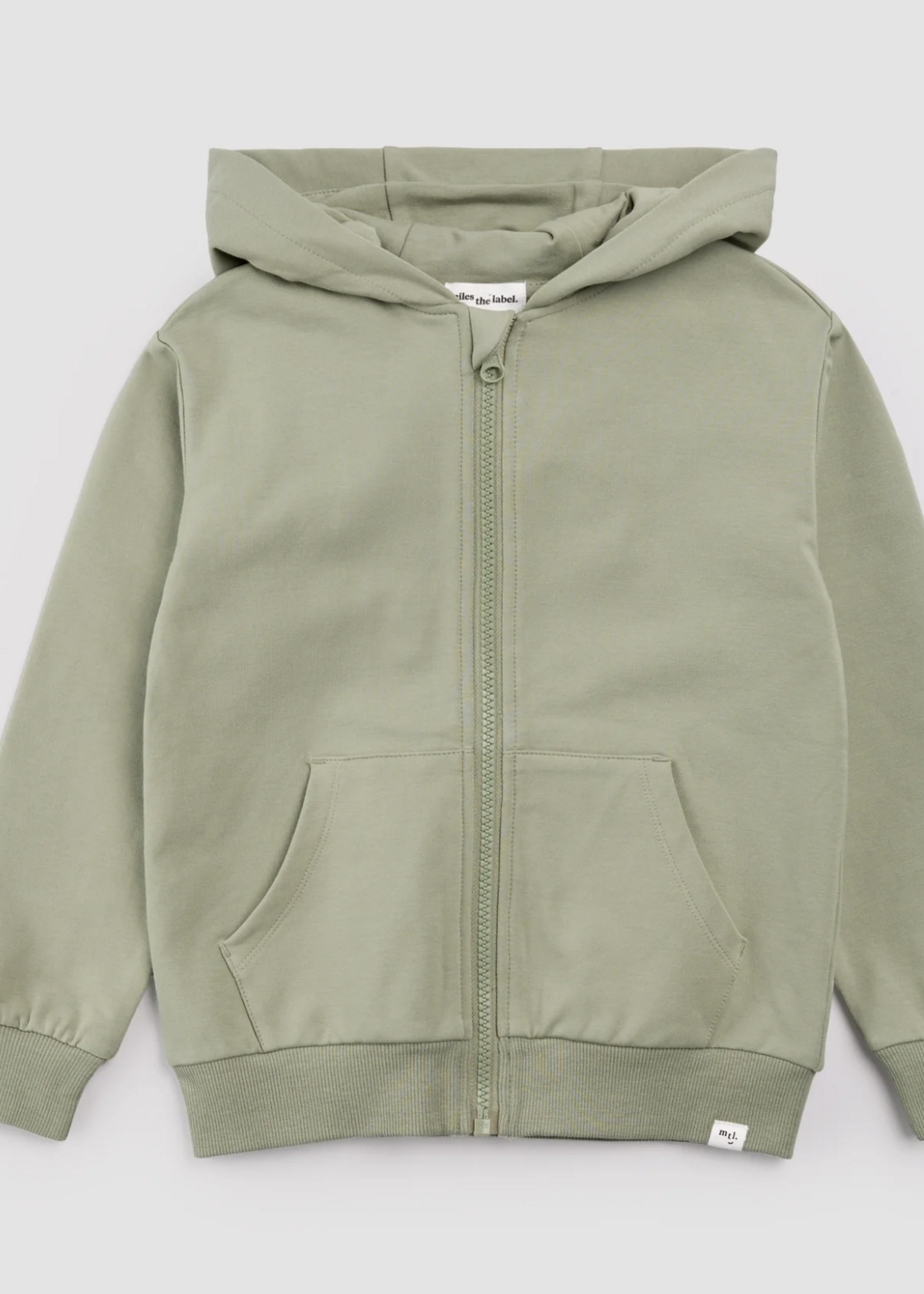 miles the label DUSTY GREEN ZIP UP HOODIE