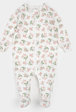 Petit Lem FOOTED SLEEPER KNIT-OFFWHITE W/ROSEY FLOWERS