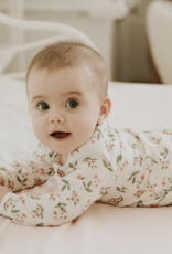 Petit Lem FOOTED SLEEPER KNIT-OFFWHITE W/ROSEY FLOWERS