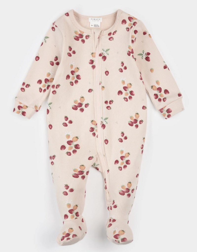Petit Lem FOOTED SLEEPER KNIT LT PINK W/STRAWBERRIES