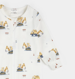 Petit Lem FOOTED SLEEPER KNIT-OFFWHITE W/TRUCKS