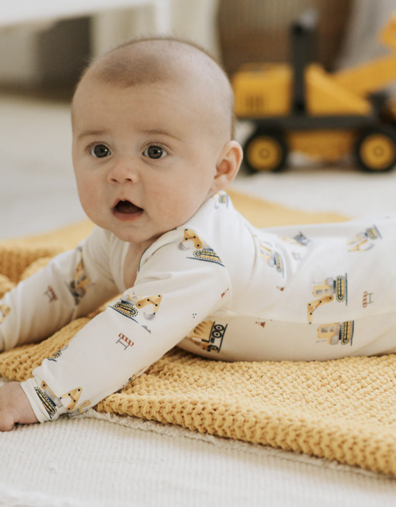 Petit Lem FOOTED SLEEPER KNIT-OFFWHITE W/TRUCKS