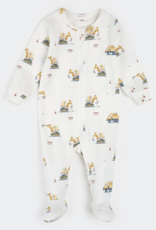 Petit Lem FOOTED SLEEPER KNIT-OFFWHITE W/TRUCKS
