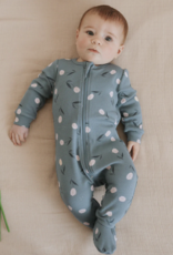Petit Lem FOOTED SLEEPER KNIT-TEAL W/TULIPS