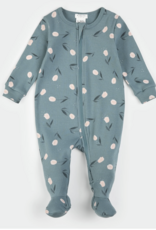 Petit Lem FOOTED SLEEPER KNIT-TEAL W/TULIPS