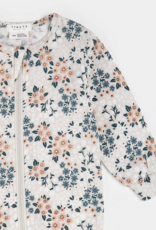 Petit Lem FOOTED SLEEPER KNIT FLOWERS BEIGE