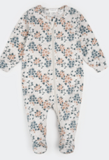 Petit Lem FOOTED SLEEPER KNIT FLOWERS BEIGE